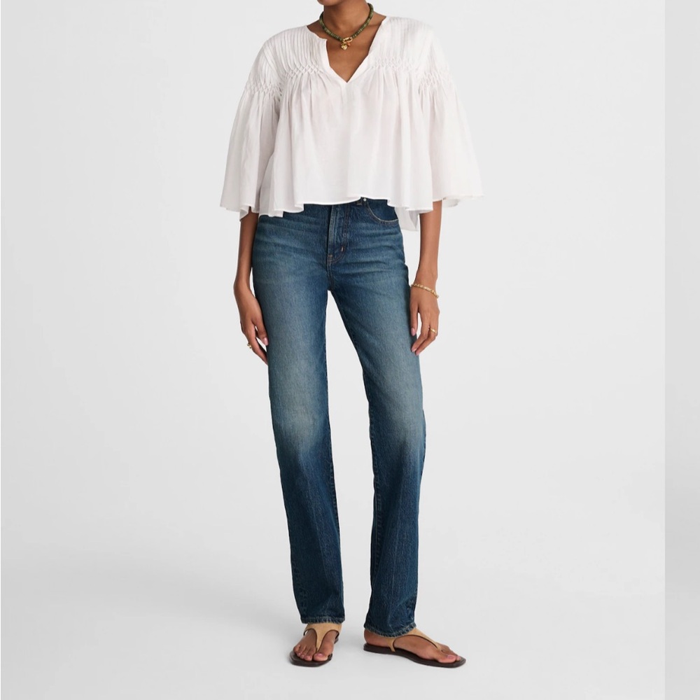The Longline Straight Jean- Greendale Wash, Comfort Stretch